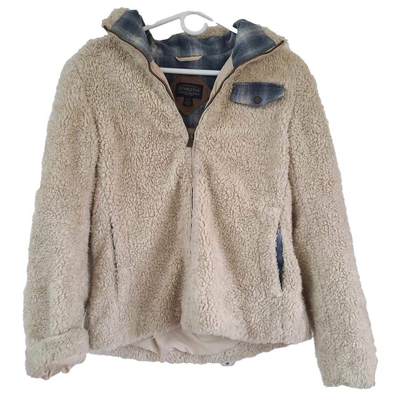 Pendleton Sherpa Fleece Cozy Western Cowgirl Teddy Coat Jacket w Pockets SMALL S - Picture 1 of 9